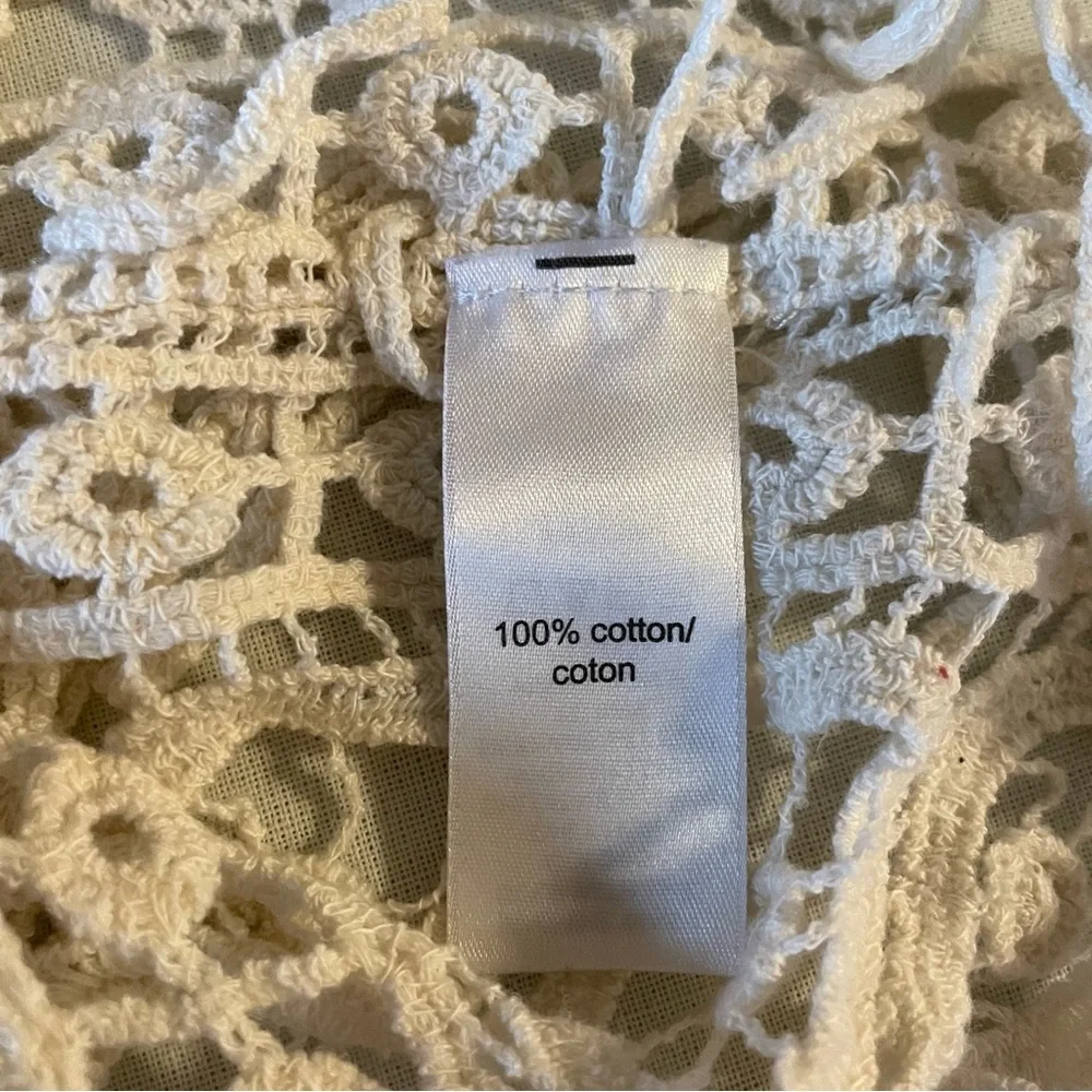 Mauricies Womens Sheer Crochet Lace Blouse Fridge White Floral Top Size S